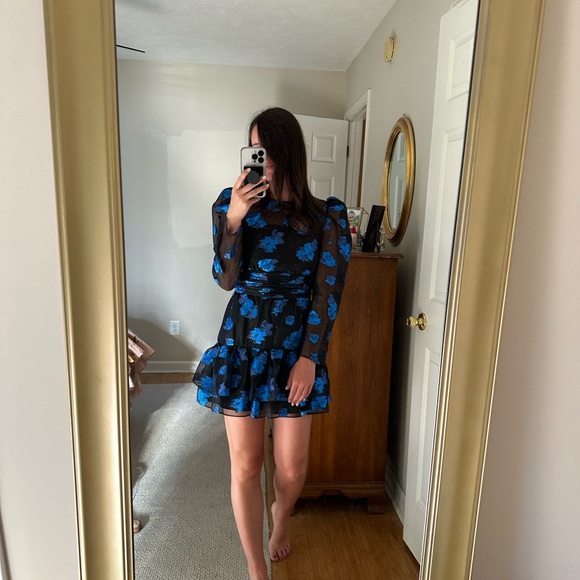 ZARA black and blue metallic mini dress | Size XS - Picture 5 of 10